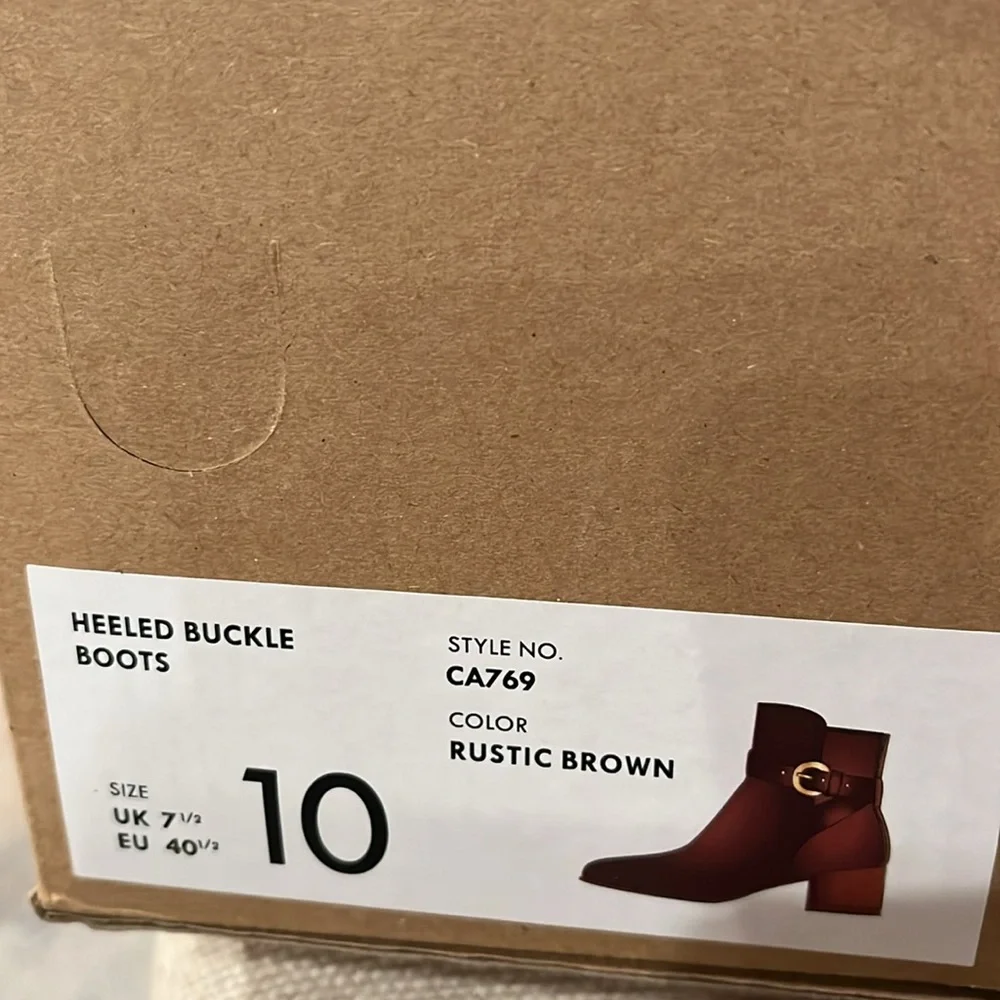 J. Crew Rustic Brown Heeled Buckle Boots/NIB/10M